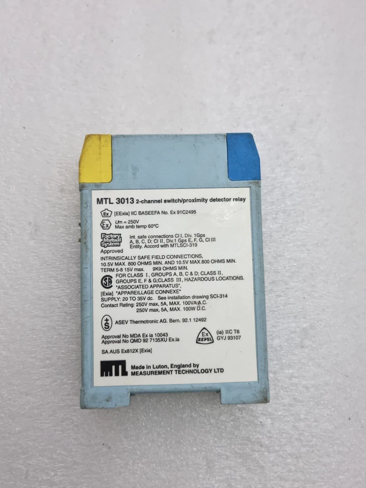 Measurement Technology MTL3013 2 Channel Switch Proximity Detector Relay MTL3000